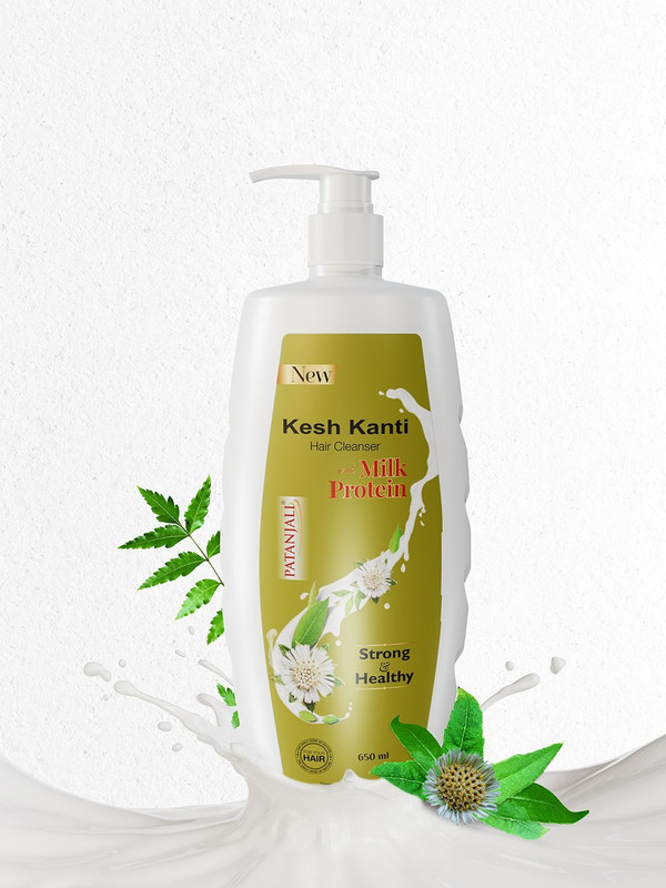 Patanjali Kesh Kanti Milk Protein Hair Cleanser Shampoo, Prevents Dryness(650 Ml)