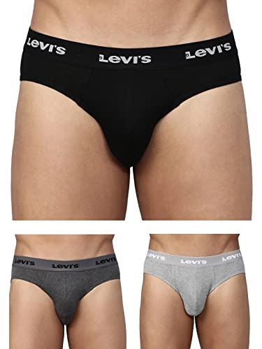 Levi’S Men’S Cotton Modern Regular Fit Solid Briefs (Pack Of 3) (#009-Brief-Asst-P3_Assorted_M)