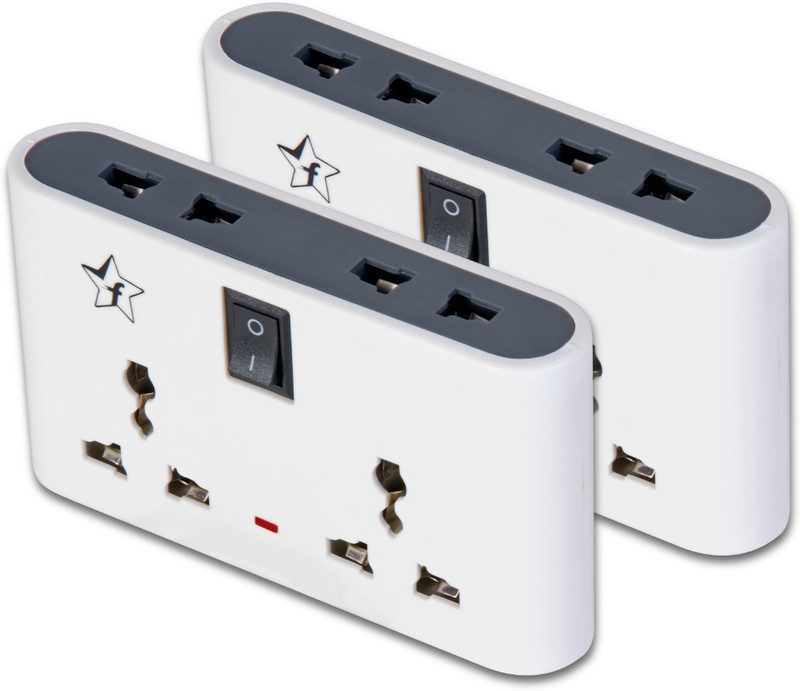 Flipkart Smartbuy Pack Of 2 Three Pin 4  Socket Extension Boards(White, Black, 0 M)