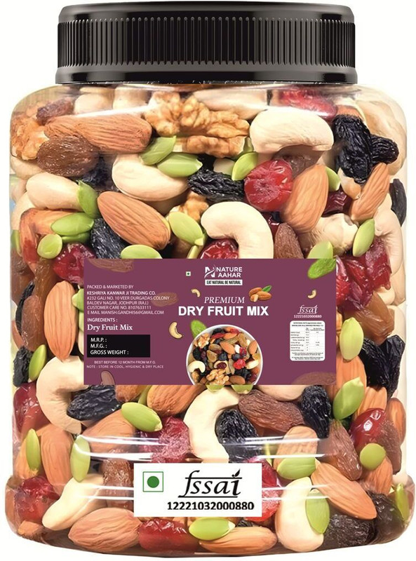 Nature Aahar Mix Dry Fruit | Panchmeva | 250Gm | Jar | Almonds, Cashews, Raisins, Dry Dates, Pistachios, Figs(1 X 250 G)