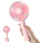 Un1Que Mini Hand Fan Rechargeable, Powerful Brushless Motor Handheld Fan, 3 Speed Large Blades, 1800Mah Battery, Personal Small Fan With Base For Women And Men