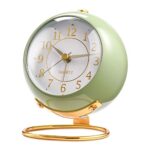 Tetino Analog Alarm Clocks,Retro Backlight Cute Simple Design Small Desk Clock W/Night Light,Silent Non-Ticking,Battery Powered,For Kids,Bedroom(Green)-Alloy Steel,3.5″