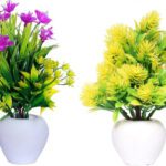 Mogal Artificial Plant For Home/Office Table Decoration( Pack Of 2, 8Inch) Wild Artificial Plant  With Pot(20 Cm, Multicolor)
