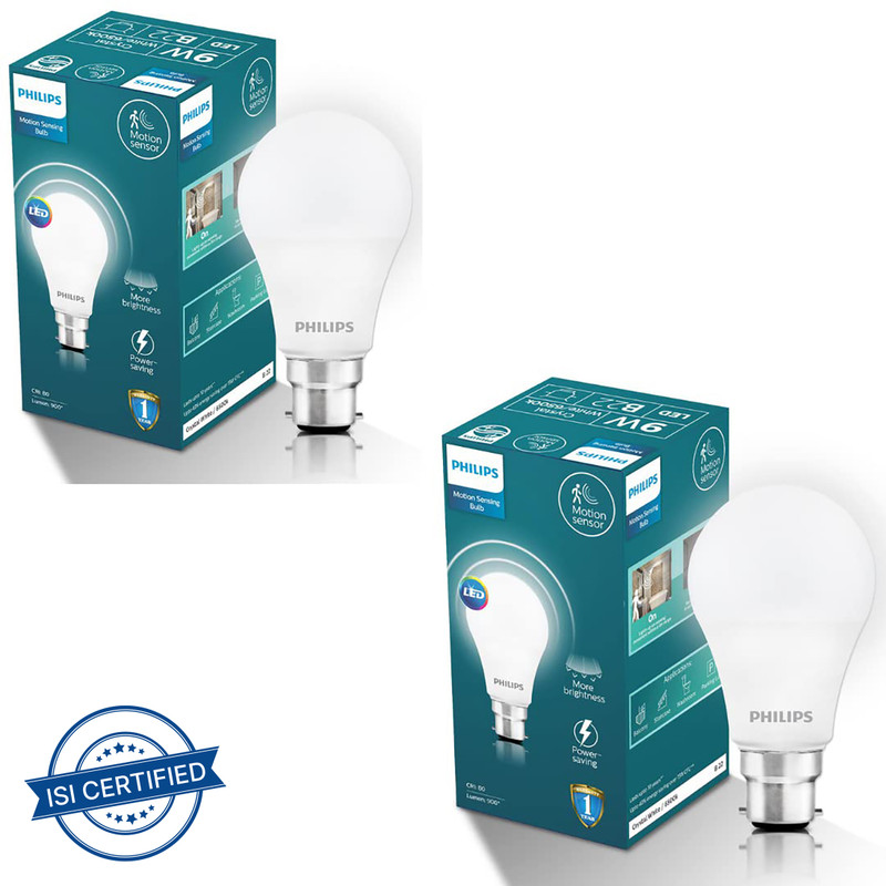 Philips 9 W Motion Sensor Round B22 Led Bulb(White, Pack Of 2)