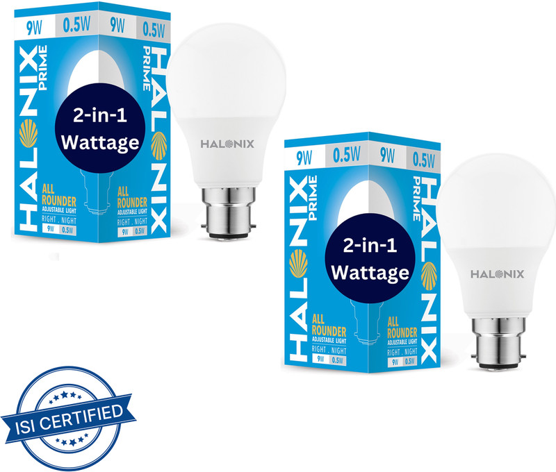 Halonix 9 W, 0.5 W Basic Round B22 Led Bulb(White, Pack Of 2)