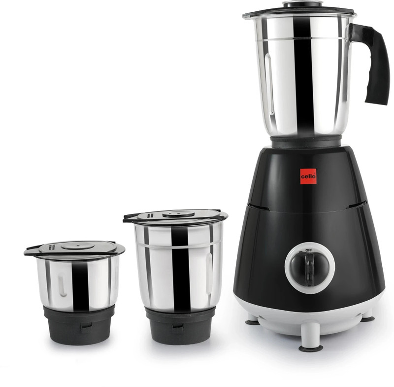 Cello Trion 550 W Mixer Grinder(Trion Neo, Unbreakable Jars, Copper Motor | 3 Jars | Black)