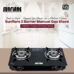 Sunflare Cute 2B Toughened Glass Tornado Burner(Bk) Glass Manual Gas Stove(2 Burners) Glass Manual Gas Stove(2 Burners)