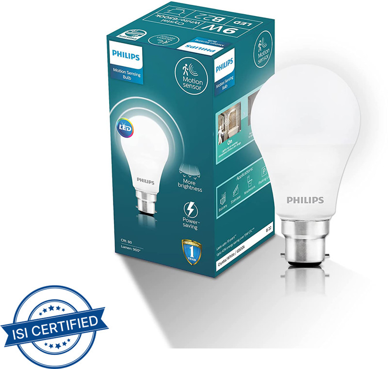 Philips 9 W Motion Sensor Round B22 Led Bulb(White)