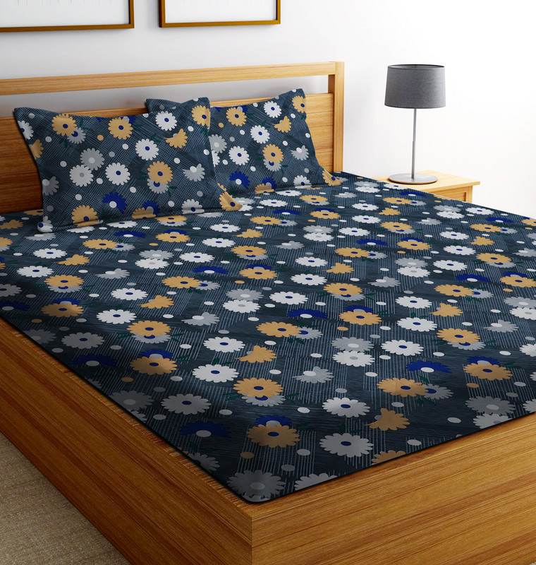 Iws 144 Tc Microfiber Double Printed Flat Bedsheet(Pack Of 1, Multicolor)
