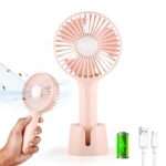 Gesto Mini Portable Table Fan Or Dc Fan – 3 Speed Modes Handheld Fan For Summer With 1200 Mah Battery| Rechargable Mini Fan For Women| Portable Hand Fan For Home,Office,Kitchen,Outdoor,Travel (Pink)