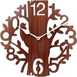 Sehaz Artworks Wall Watch For Living Room | Wall Clock For Living Room Stylish Latest | Wooden Analog Wall Clock For Home Stylish Latest 3D Big10 Inch Designer- Brwon