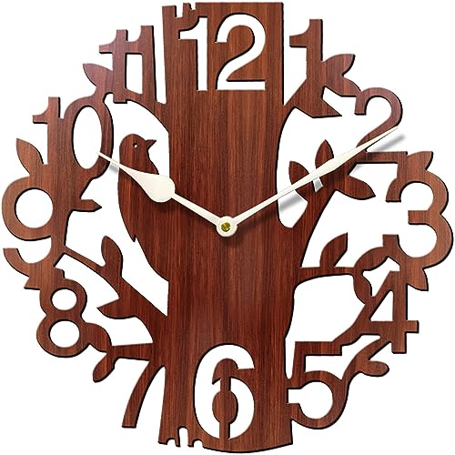 Sehaz Artworks Wall Watch For Living Room | Wall Clock For Living Room Stylish Latest | Wooden Analog Wall Clock For Home Stylish Latest 3D Big10 Inch Designer- Brwon