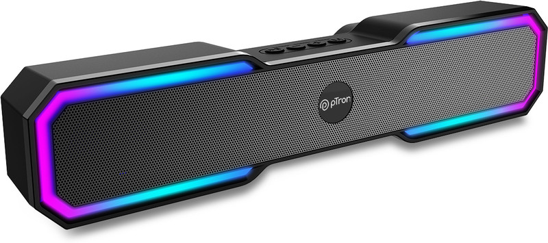 Ptron Fusion Rb With 18W Stereo Sound, Dual Drivers, Rgb Lights & 6Hrs Playback 18 W Bluetooth Soundbar(Matt Black, 2.0 Channel)