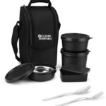 Classic Essentials Meal Master Microwave Safe Insulated Bag & Cutlery, 1 Pickle Box, 4 Containers Lunch Box(1250 Ml, Thermoware)