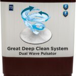 Midea 7.5 Kg Semi Automatic Top Load Washing Machine Maroon, White(Mwmsa075Ppg(Mw))