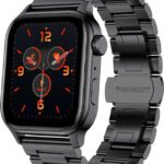 Fire-Boltt Rise Luxe Stainless Steel Luxury, 47Mm (1.85) Display, Games, 120+ Sports Smartwatch(Black Strap, Free Size)