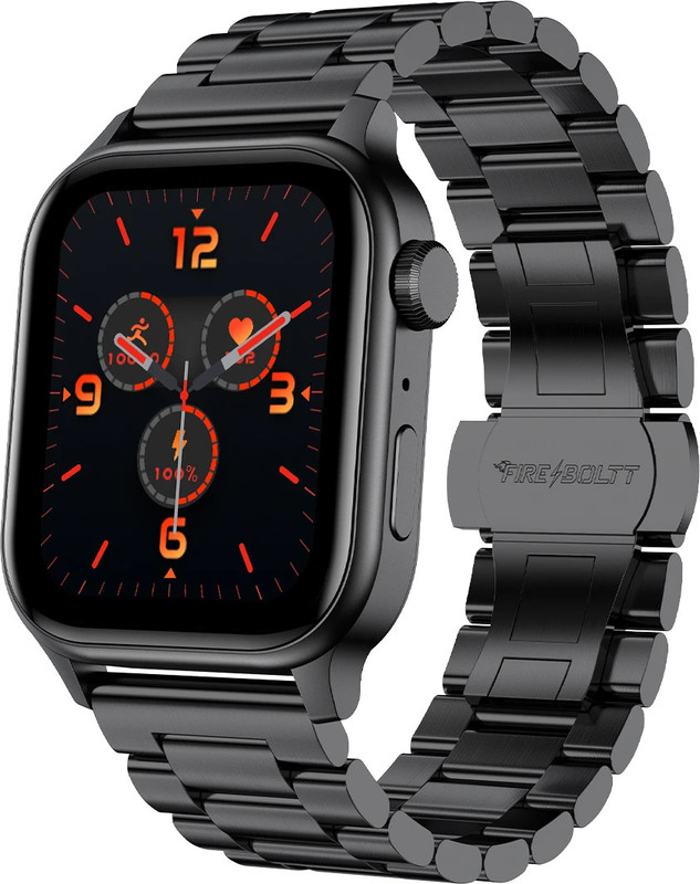 Fire-Boltt Rise Luxe Stainless Steel Luxury, 47Mm (1.85) Display, Games, 120+ Sports Smartwatch(Black Strap, Free Size)