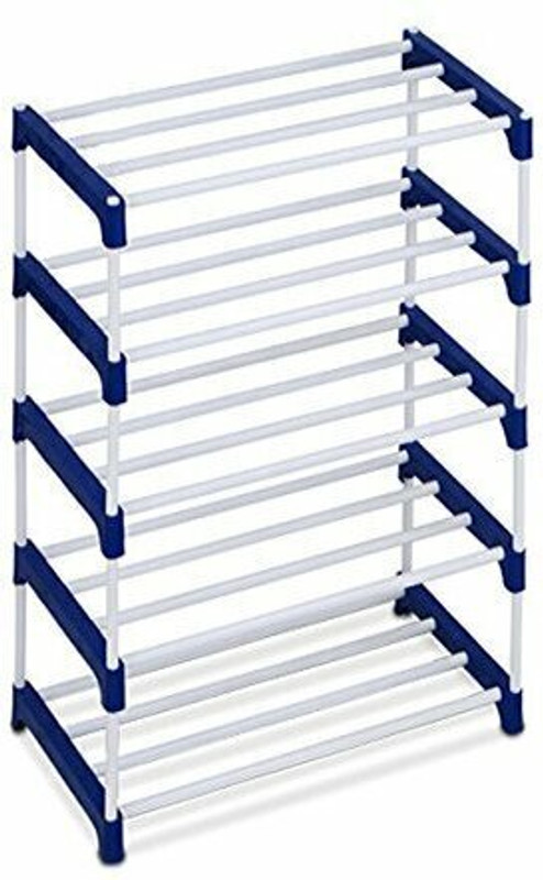 Thenextstore 5 Layer Pvc Pipe Storage Saving Rack Organizer Metal Collapsible Shoe Stand(Blue, 5 Shelves, Diy(Do-It-Yourself))