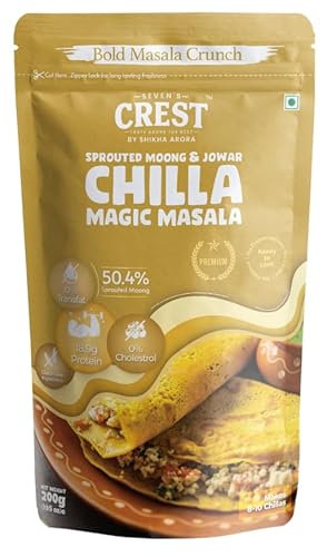 Seven’S Crest Sprouted Moong & Jowar Chilla Magic Masala | 200G | High In Protein | Gluten Free Ingredients | Pack Of 1