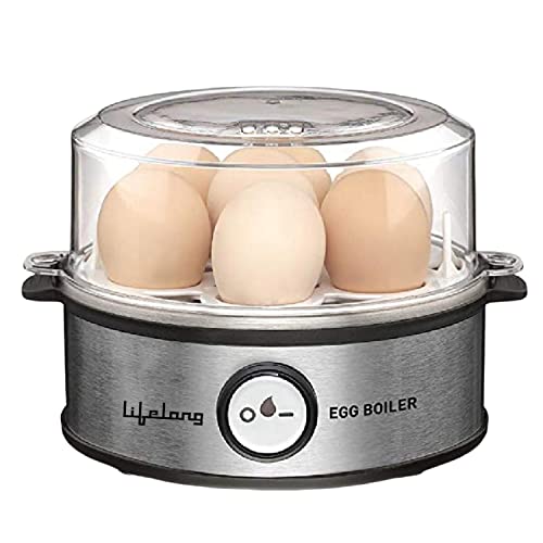 Lifelong Electric Egg Boiler 360-Watt (Transparent & Silver Grey) | Stainless Steel Body & Heating Plate | Boils 7 Eggs | 3 Boiling Modes (Soft, Medium, Hard) | Automatic Turn-Off & Easy Clean