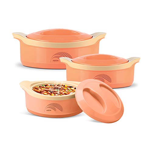 Milton New Marvel Jr Inner Steel Casserole Gift Set Of 3, Orange | Hot Food | Insulated | Fresh Food | Easy To Carry | Not For Microwave | Food Grade | Roti | Curd Maker