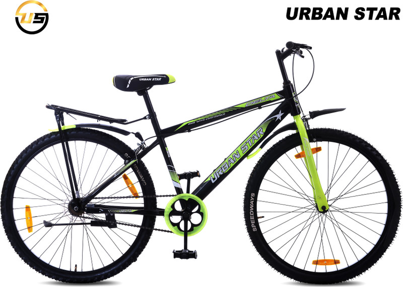 Urban Star 26T Ibc Cycle | City Bike | Inbuilt Carrier | Premium Quality | Semi Assembled | 26 T (Inch) Road Cycle(Single Speed, Green, Black, Rigid)