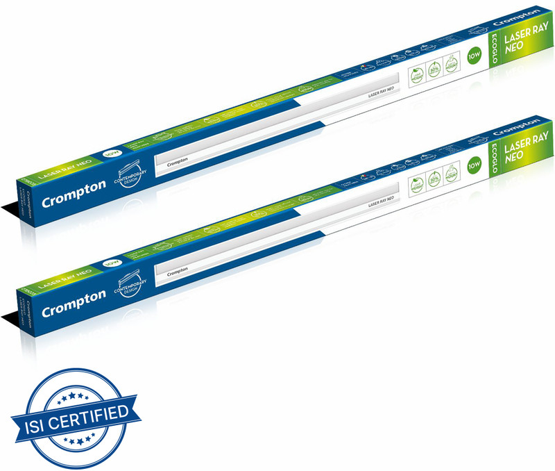Crompton Laser Ray Smile 10W 10 W 62.2 Cm Tube Light(White, Pack Of 2)