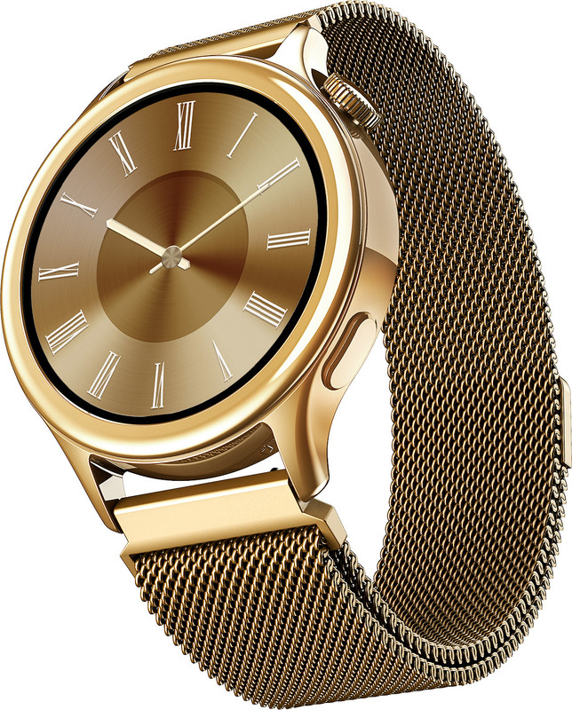 Boat Enigma Daze Women’S Luxury Watch W/ Sos Location Tracker & 1.3”(3.3 Cm) Screen Smartwatch(Metallic Gold Strap, Free Size)