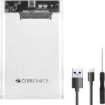 Zebronics Csh01,Transparent Case, Speeds Upto 5 Gbps 2.5 Inch Shock Resistant Ssd Enclosure(For 2.5 Ssd/Hdd, Transparent)