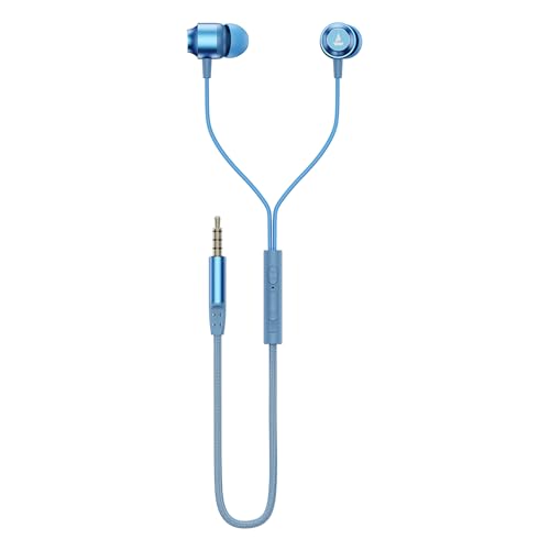Boat Bassheads 162 V2 Wired Earphones With 10Mm Drivers, Metallic In Ear Earbuds, Integrated Controls, In-Line Microphone, Ergonomic Fit, Braided Cable & 3.5Mm Jack(Calm Blue)