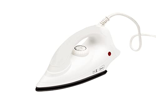 Pigeon 1000 Watts Dry Iron Greblon Dual Non Sick Sole Plate With German Coating Technology | 360 Cord Swivel | Thermal Safety Fuse | White