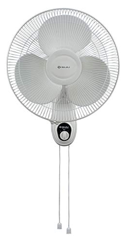 Bajaj Esteem 400 Mm Double String Wall Mount Fan | Adjustable Oscillating & Tiltable Wall Fan | 100% Copper Motor | 3-Speed Control | Voltage Protection | High Air Delivery | 2-Yrs Warranty 【White】