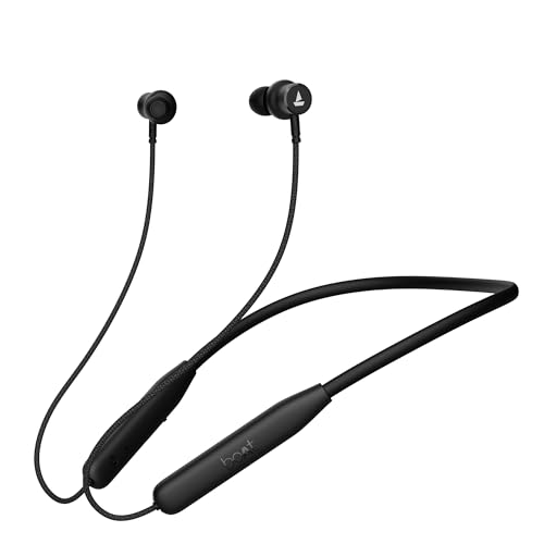 Boat Rockerz 110/Rockerz 109 Wireless In Ear Neckband With Up To 60 Hrs Playtime, Dual Device Pairing, Enx Tech, Asap Charging, Btv5.3,Ipx5,Type-C Interface & Magnetic Power Buds(Active Black)