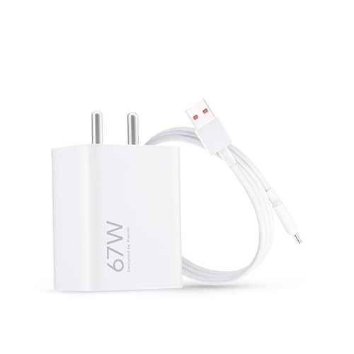 Mi Xiaomi Original 67W Fast Charger Combo/Rapid Charging With Qualcomm Quick Charge 3.0. Includes Usb Type-C 6A Fast Charge Cable. Compatable With Mobiles, Laptops, And Power Banks (White)