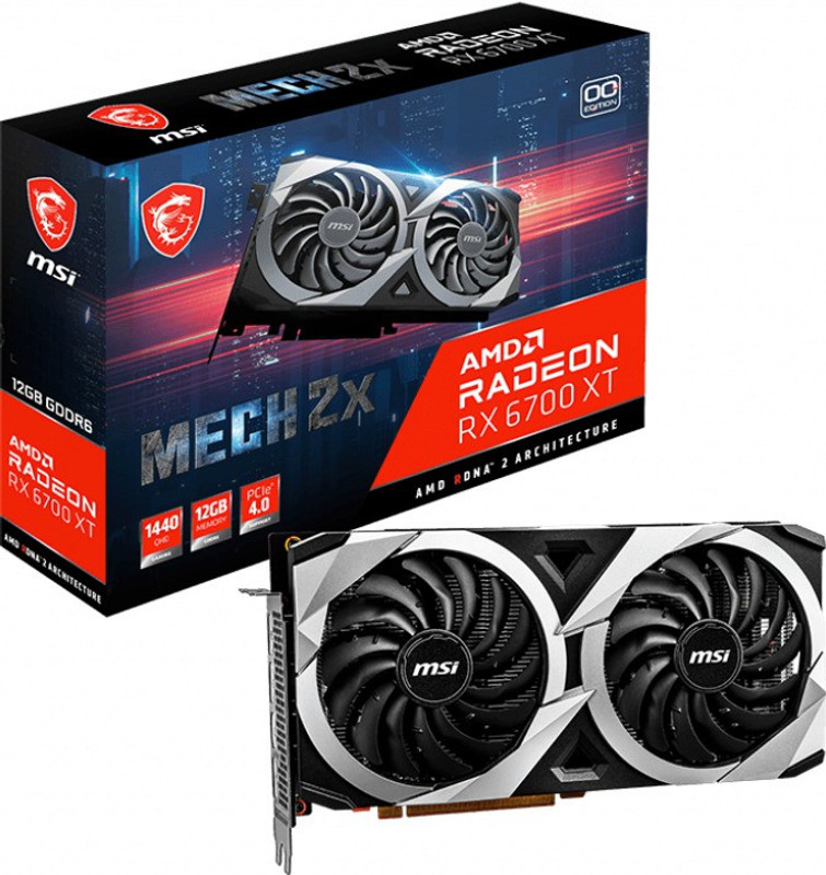 Msi Radeon Rx 6700 Xt Mech 2X 12G Oc Gddr6 12 Gb Amd Radeon Chipset 192 Bit 2620 Mhz Graphics Card(Black)