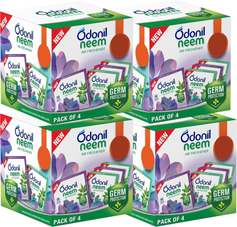 Odonil Assorted Blocks Bathroom Neem Air Freshener Blocks | Mixed Fragrance | Long Lasting Odour(4 X 192 G)