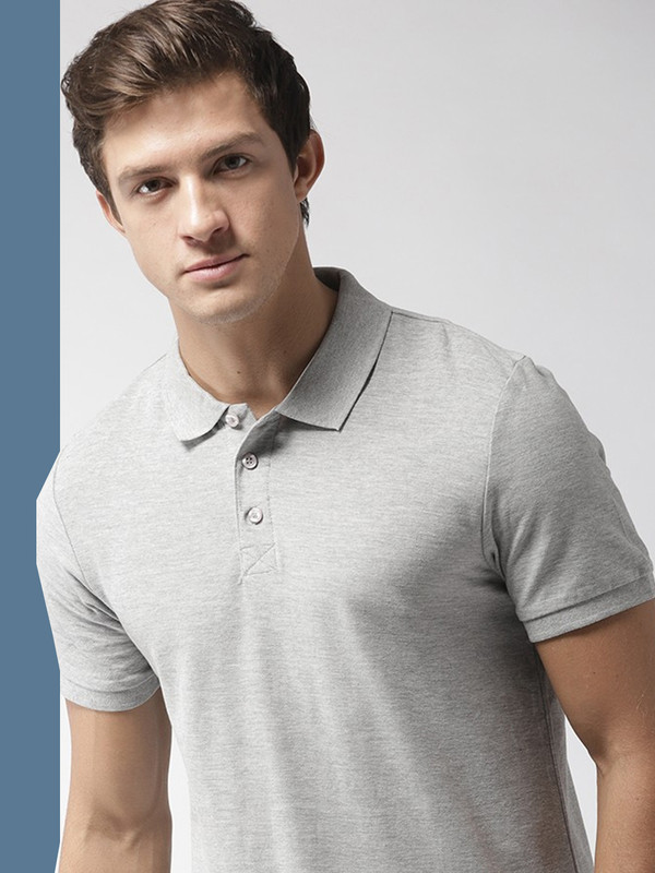 Getgolf Solid Men Polo Neck Grey T-Shirt
