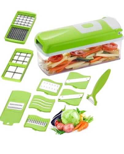 13 In 1 Multipurpose Chopper, Fruits & Vegetable Cutters, Grater Peeler Chipser, Unbreakable Food Grade Body, Easy Push To Clean Button Slicer Dicer, Chopper For Kitchen