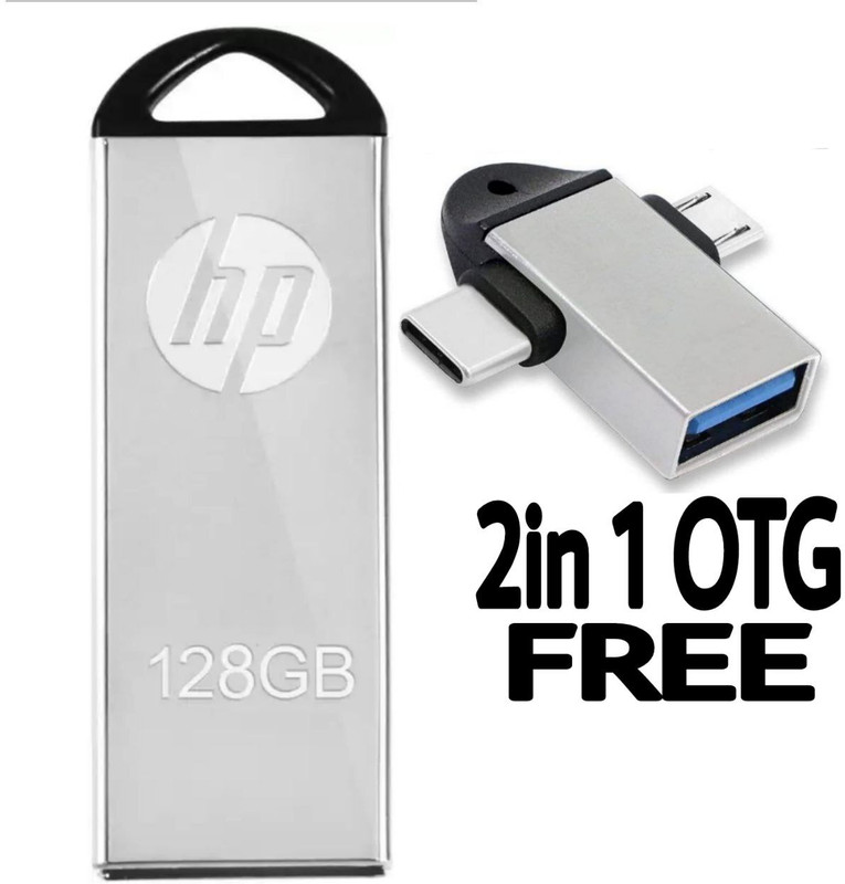 Hp Flash Drive 128 Gb Pen Drive Compatible With Audio Player, Desktop Computer, Gaming Console, Laptop, Mobile, Tablet Usb 2.0 Metal Case(Silver)