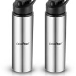 Greenchef Stainless Steel Quench Water Bottle Pack Of 2 900Ml 900 Ml Bottle(Pack Of 2, Silver, Steel)