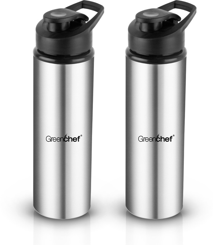 Greenchef Stainless Steel Quench Water Bottle Pack Of 2 900Ml 900 Ml Bottle(Pack Of 2, Silver, Steel)