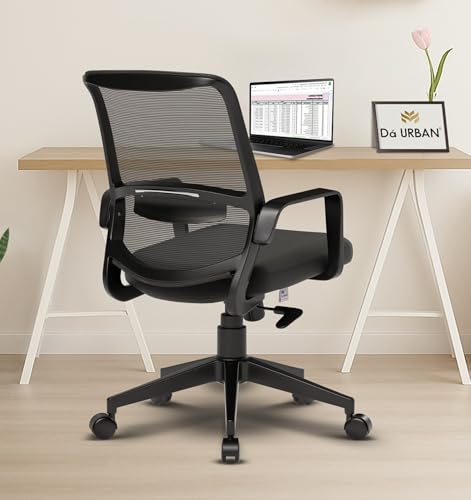 Da Urban® Dysen Office Chair, Mid Back Mesh Ergonomic Home Office Desk Chair With 1 Year Warranty,Tilt Lock Mechanism (Black)