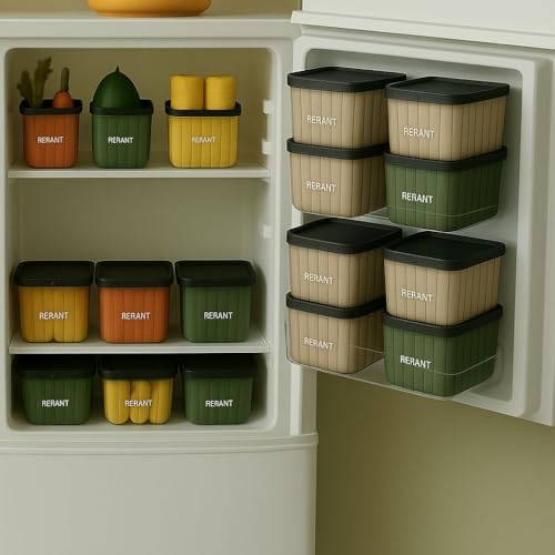 Rerant Fridge Storage Boxes (Pack Of 6) Freezer & Refrigerator Organizer Containers Kitchen Container Set Kitchen Accessories Items For Home 1200 Ml Food Storage Box, Plastic, White