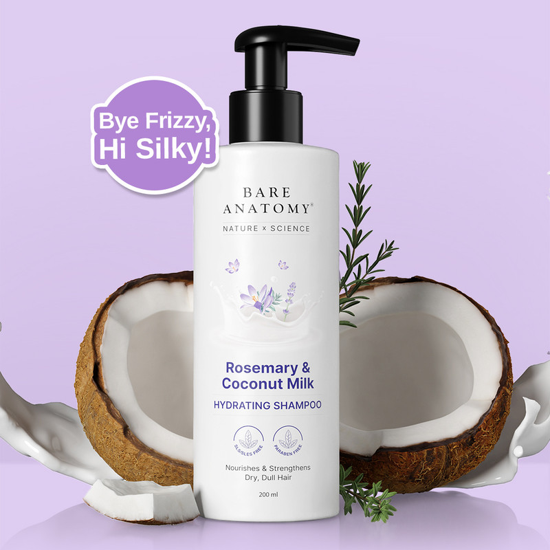 Bare Anatomy Hydrating Shampoo With Rosemary & Coconut Milk For Smooth & Silky Hair(200 Ml)