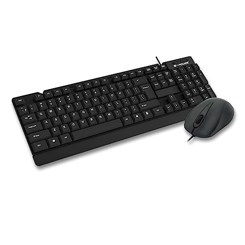 Lapcare E9 Wired Keyboard And Mouse Combo | 104 Uv Coated Keys, Spill Resistant | Slim & Ergonomic Design | Usb Plug & Play | 1000 Dpi Optical Mouse For Home & Office (Black)