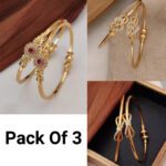 Brado Jewellery Brass Diamond Gold-Plated Bangle(Pack Of 6)