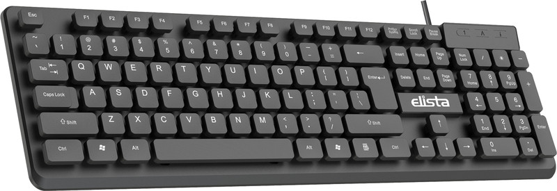 Elista Els Wk-710 Wired Usb Standard Multi-Device Keyboard Compatible With Desktop, Laptop, Mac Stand Support(Black)