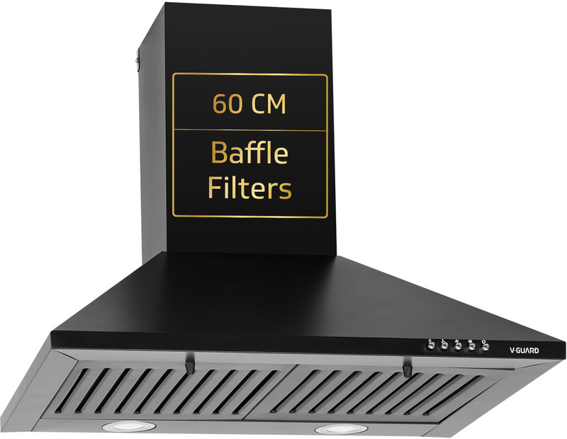 V-Guard M10 Pro 60Cm | Push Button Control Wall Mounted Black 900 Cmh Chimney