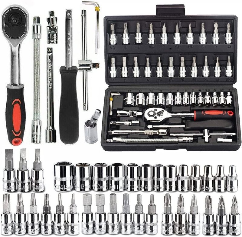 Khansaheb 46 In 1 Pcs Tool Kit & Screwdriver And Socket Set,Hand Tool Kit Socket Set(Pack Of 46)