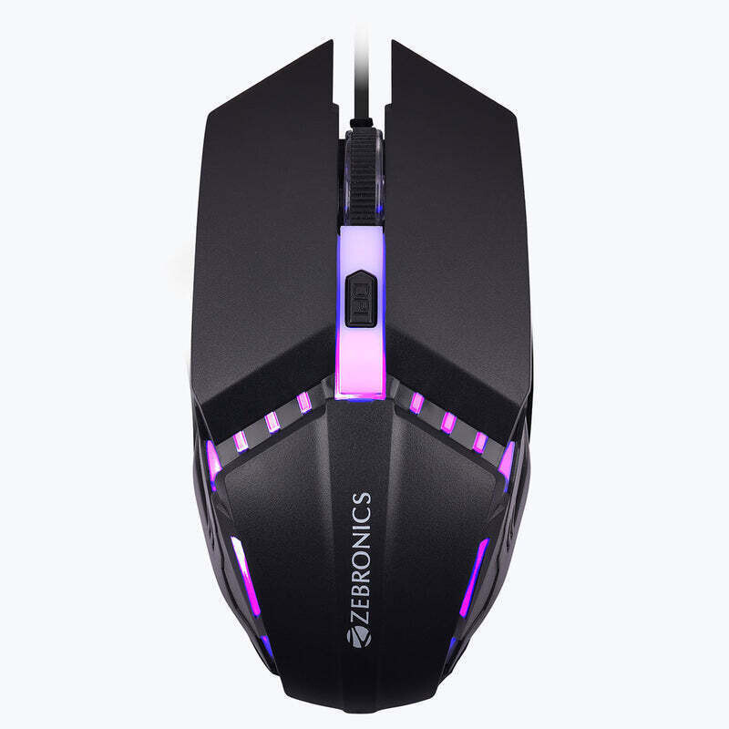 Zebronics Zeb Phero With Dpi Switch, High Precision, Plug & Play, 4 Buttons Wired Ambidextrous Optical  Gaming Mouse(Usb 2.0, Rainbow Led)
